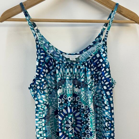 Garnet Hill Midi High Low Dress Vacation Cruise Sundress Women's XS Turquoise - Picture 4 of 6